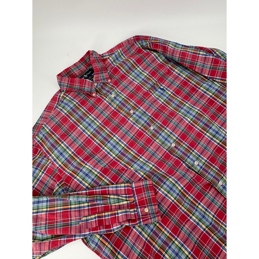 Ralph‎ Lauren Blaire Mens XXL Button Down Shirt Red Plaid Long Sleeve Cotton